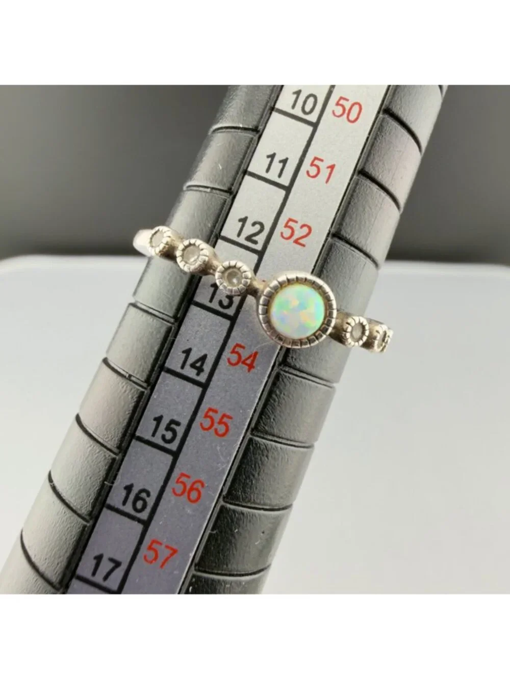 Sterling Silver 925 Simulated Opal Cubic Zirconia Ring Size 6.5